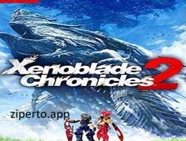 Xenoblade Chronicles 2 gameplay showing Rex and Pyra exploring a vast fantasy world with Titans, dramatic landscapes and real-time RPG combat.