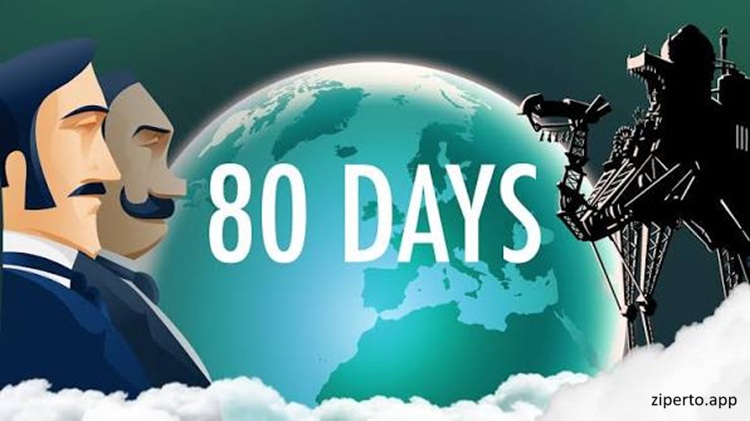 80 Days 2026 featuring Passepartout traveling through a colorful steampunk world.