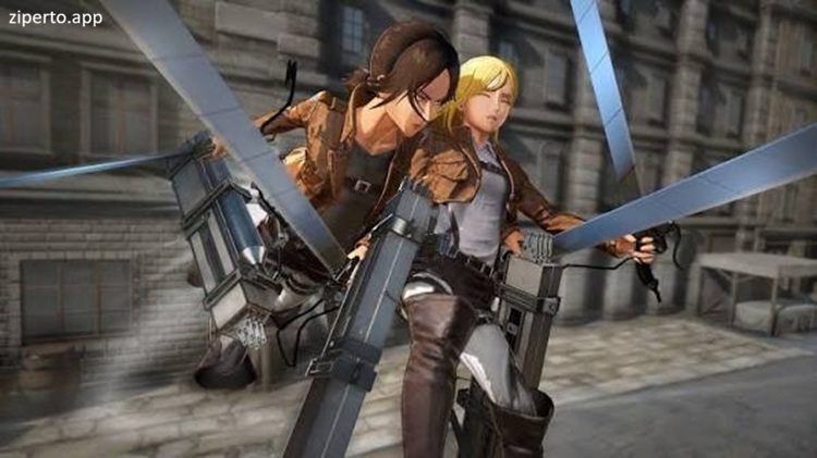 Attack on Titan 2 2026 characters using ODM gear to battle Titans in an anime-inspired action setting.