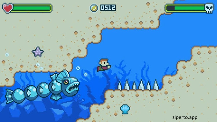 Axel Quest 2026 hero exploring a colorful pixel-art world with enemies and platforms.