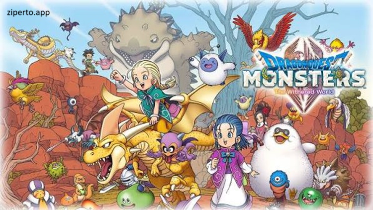 DRAGON QUEST MONSTERS: The Withered World 2026 characters exploring a fantasy land with monsters.