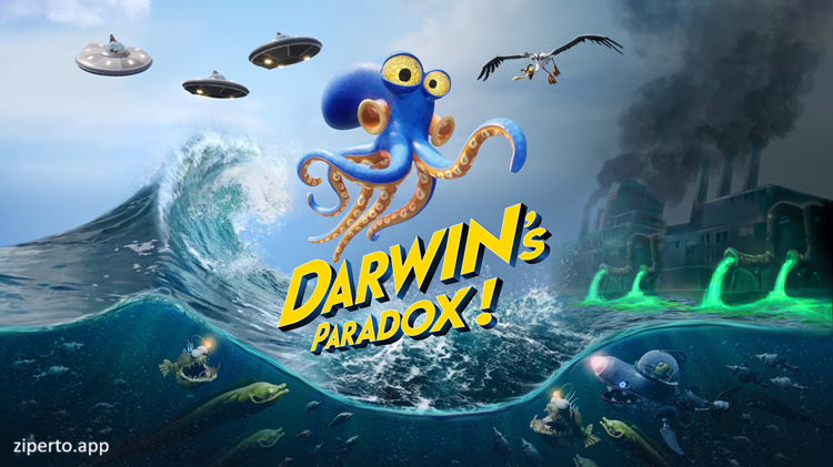Darwin's Paradox! 2026 gameplay featuring an octopus solving puzzles and exploring platforming environments.