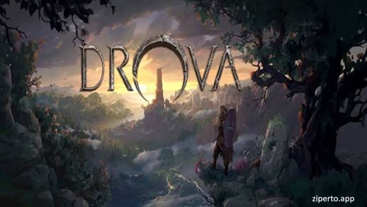 Drova 2026 showing a warrior exploring a dark pixel-art fantasy world.