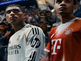 EA SPORTS FC 26 showing football players competing in a realistic stadium match.