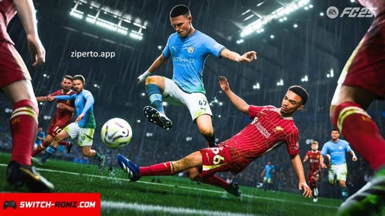 EA SPORTS FC 26 showing football players competing in a realistic stadium match.