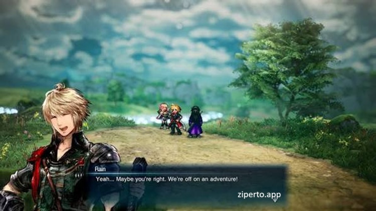 Final Fantasy Resonance 2026 featuring Rain, crystals, fantasy scenery and turn-based RPG battles.