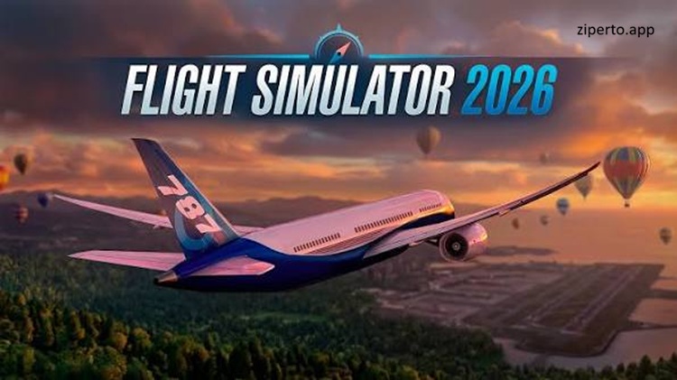 Flight Simulator 2026 featuring aircraft, checkpoint races and timed flight challenges.