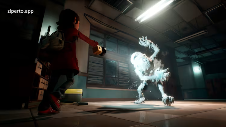 GYLT 2026 girl exploring a dark school in facing creatures and eerie horror scenes.