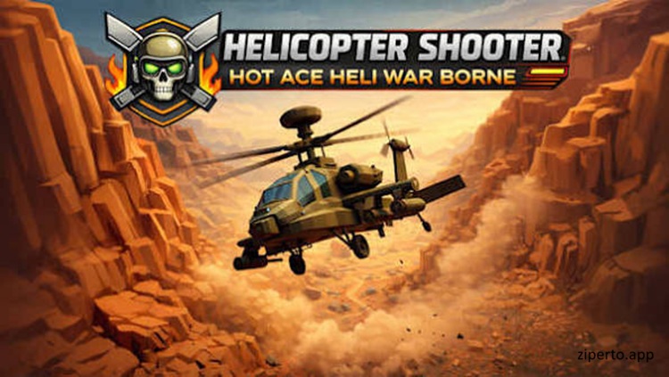 Helicopter Shooter: Hot Ace Heli War Borne 2026 combat helicopter firing weapons during aerial missions.