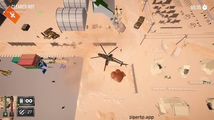 Helicopter Shooter: Hot Ace Heli War Borne 2026 combat helicopter firing weapons during aerial missions.