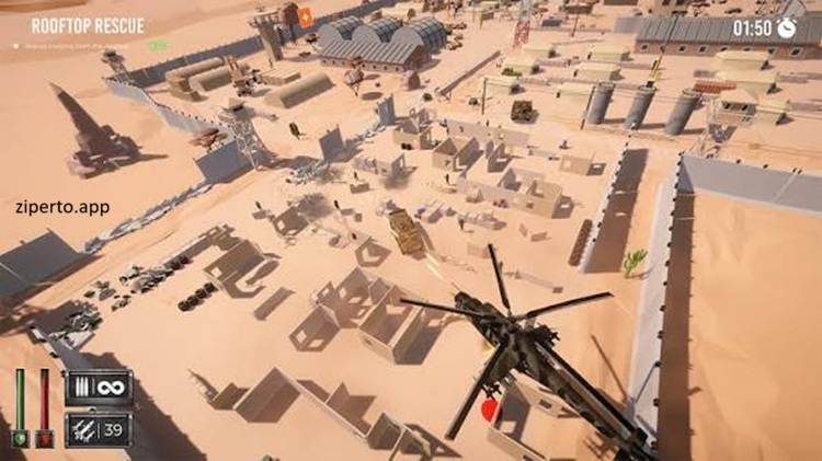 Helicopter Shooter: Hot Ace Heli War Borne 2026 combat helicopter firing weapons during aerial missions.