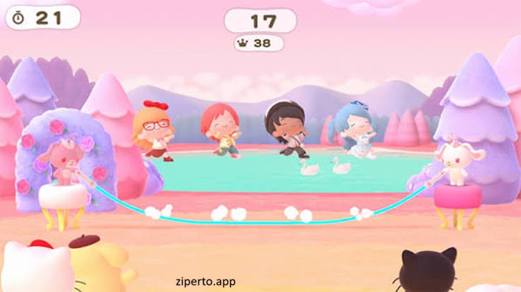 Hello Kitty Party Land 2026 featuring party activities, mini-games and cheerful environments.