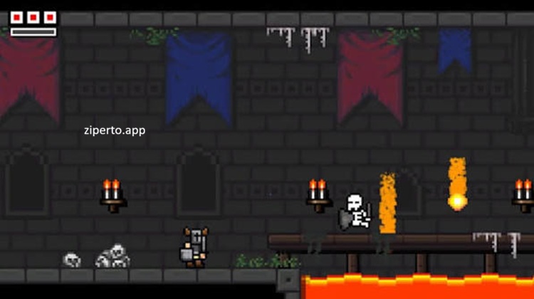Horned Knight 2026 features battling undead enemies inside a dark pixel-art castle.