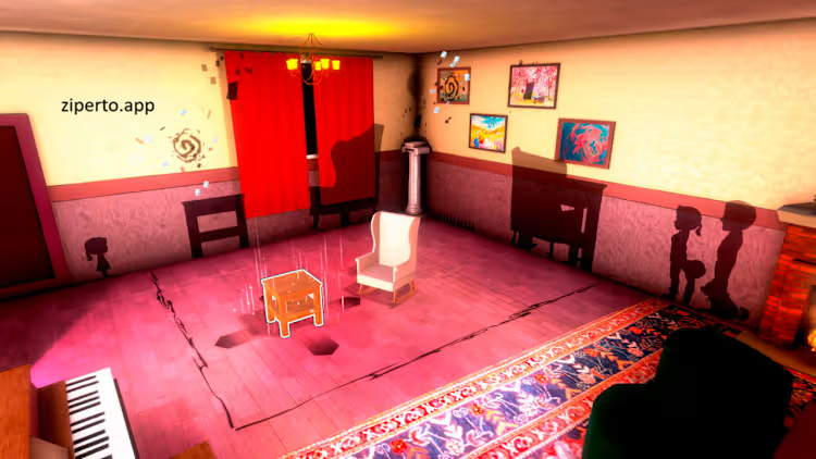 In My Shadow 2026 character solving shadow puzzles inside a colorful memory-filled room.
