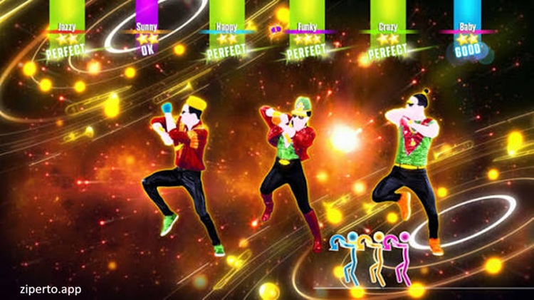 Just Dance 2017 colorful dance gameplay with energetic performers and popular music routines.