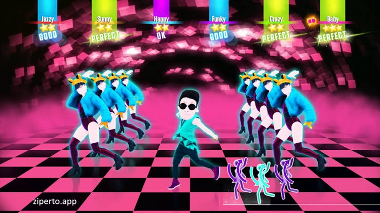 Just Dance 2017 colorful dance gameplay with energetic performers and popular music routines.