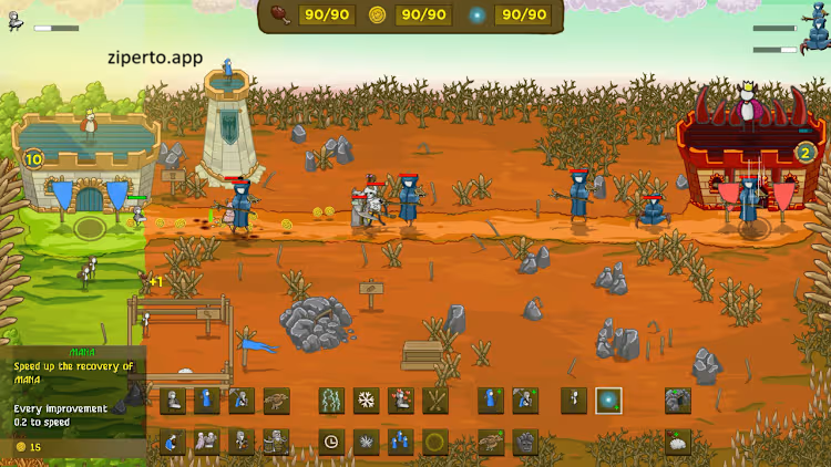 Lord of the Click II 2026 showing colorful armies defending territory in a fast-paced strategy game.