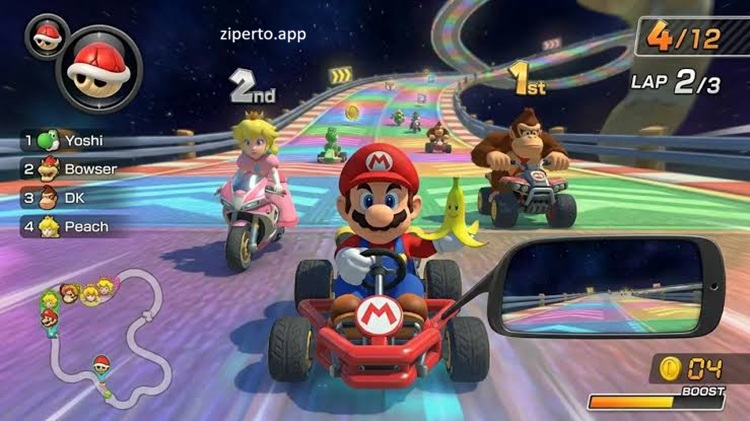 Mario Kart 8 Deluxe 2026 featuring colorful racers, varied tracks and fast-paced racing action.