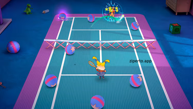 Nickelodeon Extreme Tennis: Next! 2026 featuring Garfield, arcade tennis and colorful courts.