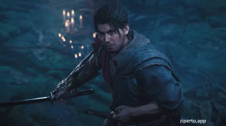 Onimusha: Way of the Sword 2026 showing Miyamoto Musashi battling Genma enemies in dark Edo-period Kyoto.