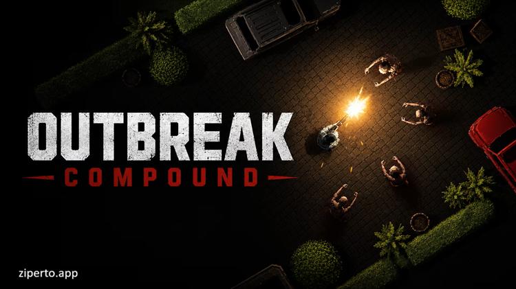 Outbreak Compound 2026 featuring zombie hordes, explosives and top-down survival combat.
