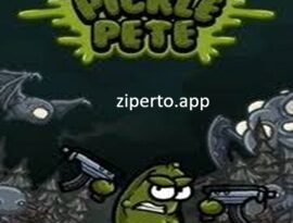 Pickle Pete 2026 featuring a battle-ready pickle, enemy waves and colorful roguelite combat.
