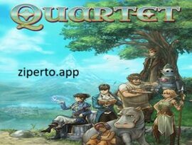Quartet 2026 RPG with eight heroes, pixel art characters and four interconnected fantasy stories.