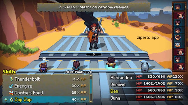 Quartet 2026 RPG with eight heroes, pixel art characters and four interconnected fantasy stories.