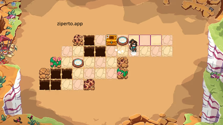 Sands and Relics 2026 character exploring fragile desert paths and ancient ruins.