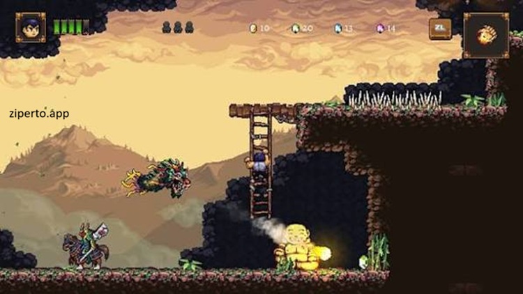 Shadow of the Orient 2026 pixel art action platformer with sword combat and mythical enemies.