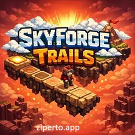 Skyforge Trails 2026 with floating islands, pixel-art scenery, puzzles and magical sky paths.