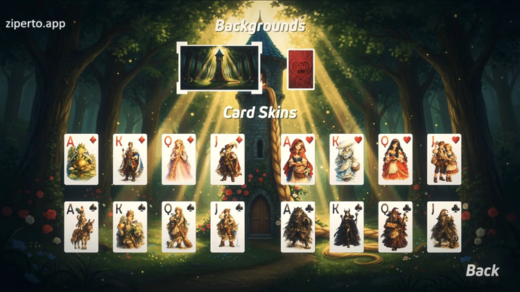 Solitaire Legends – Fables and Fairytales 2026 featuring classic solitaire cards with fairytale artwork.
