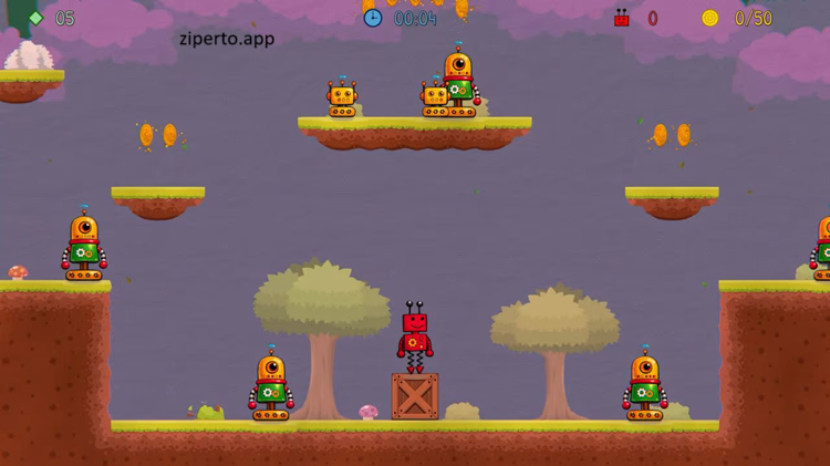 Springbot: The Last Spark 2026 featuring spring-powered movement, enemies and colorful levels.