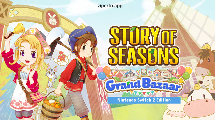 Story of Seasons: Grand Bazaar 2026 featuring farming, windmills, gliding and Zephyr Town.