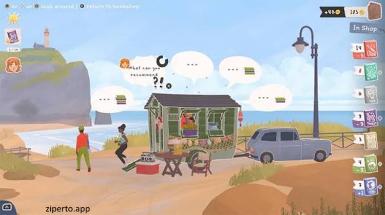 Tiny Bookshop 2026 cozy seaside bookshop adventure with colorful coastal scenery.