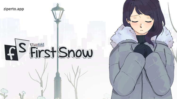 Twofold: First Snow 2026 visual novel scene with Allison and Eileen.