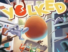 YOLKED 2026 egg character climbing and swinging through obstacles in a physics-based platforming game.