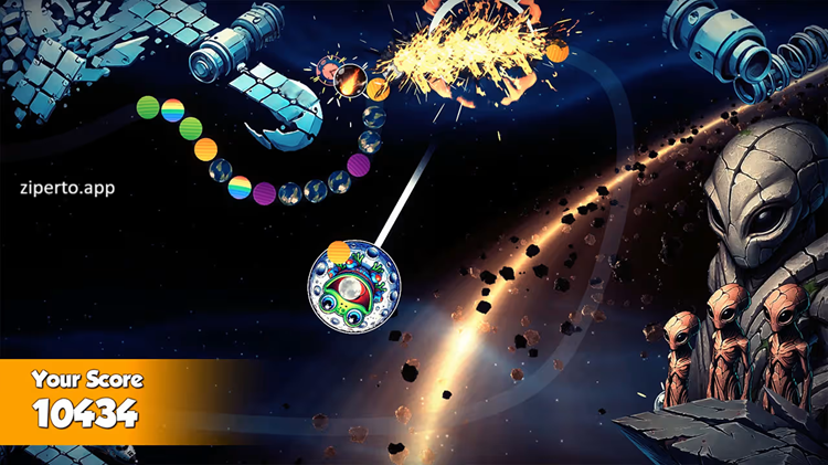 Zumba – Galactic Marble Blast 2026 allow space frogs launching marbles along orbital paths.