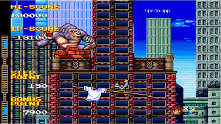 Arcade Archives Crazy Climber2 2026 character climbing skyscrapers while avoiding obstacles.