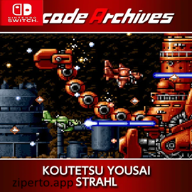 Arcade Archives: Koutetsu Yousai Strahl 2026 fighting through mechanical enemies and fortress defenses.