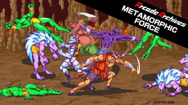 Arcade Archives Metamorphic Force 2026 heroes fighting monsters in a classic arcade beat 'em up.
