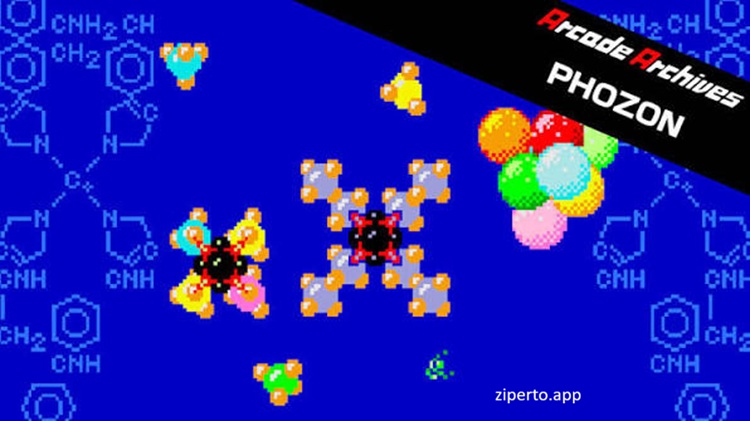 Arcade Archives Phozon 2026 featuring colorful shapes and classic puzzle gameplay.