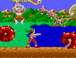 Arcade Archives RYGAR 2026 featuring warrior battling enemies with the Diskarmor weapon.