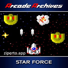 Arcade Archives STAR FORCE 2026 spaceship firing at enemies across a retro space battlefield.