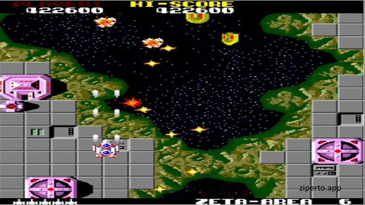 Arcade Archives STAR FORCE 2026 spaceship firing at enemies across a retro space battlefield.