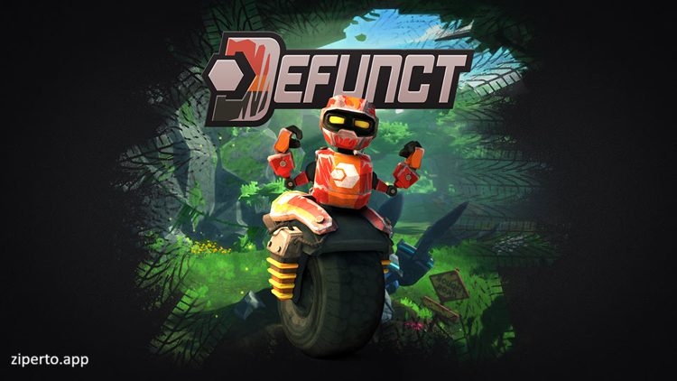 Defunct 2026 features a small robot speeding through landscapes with challenging obstacles.