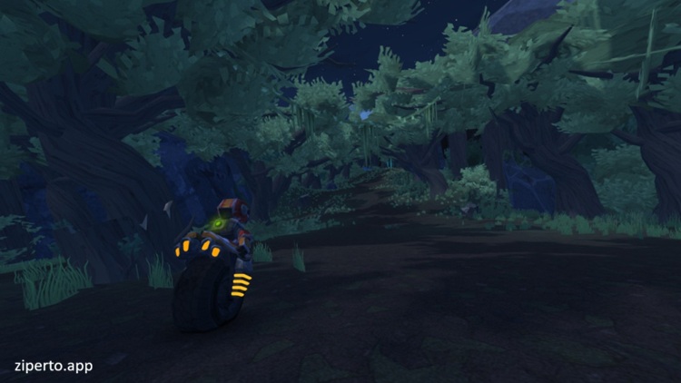 Defunct 2026 features a small robot speeding through landscapes with challenging obstacles.