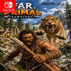 Far Primal Survival 2026 showing hunter tracking wild animals through a rugged natural environment.