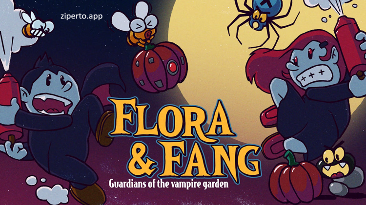 Flora & Fang: Guardians of the Vampire Garden 2026 protect pumpkin garden from insects in this action game.
