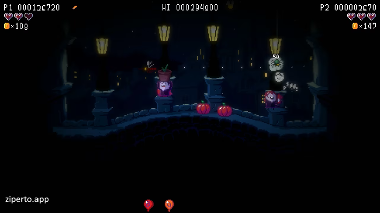 Flora & Fang: Guardians of the Vampire Garden 2026 protect pumpkin garden from insects in this action game.